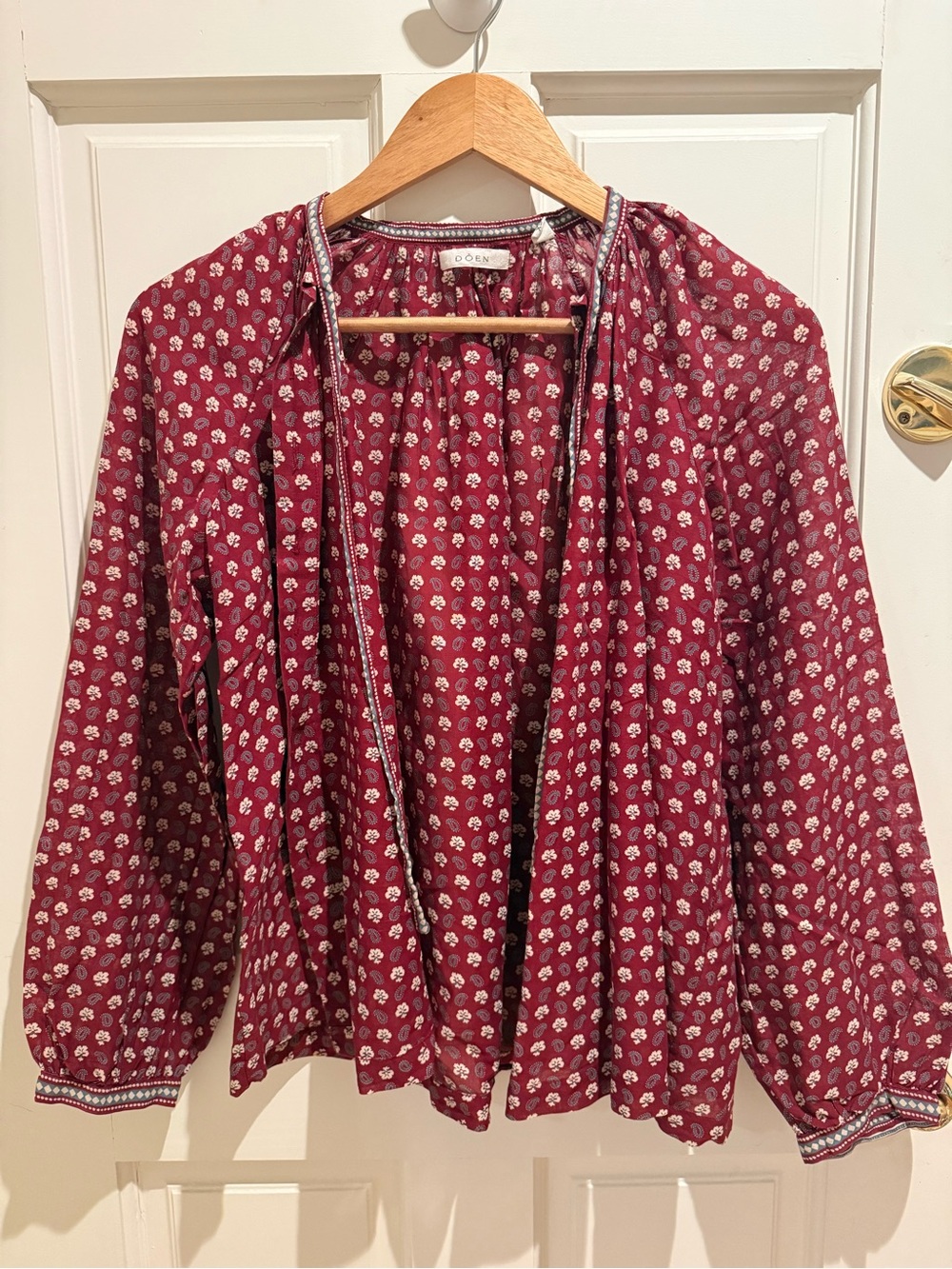 Doen Burgundy/Red Floral Blouse